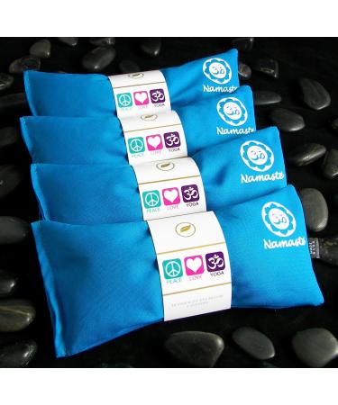 Happy Wraps Namaste Yoga Eye Pillows - Unscented Eye Pillows for Yoga - Set of 4 - Turquoise Cotton