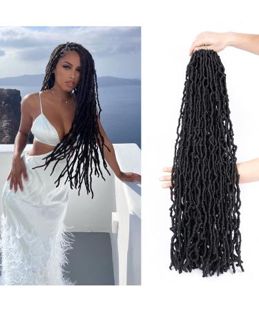 Faux Locs Crochet Hair Soft Locs 30 inch 6 Packs Long Pre Looped Crochet Locs Goddess Locs Crochet Hair For Black Women Braiding Hair Extensions (30 Inch (Pack of 6) 1B) 30 Inch(Pack of 6) 1B
