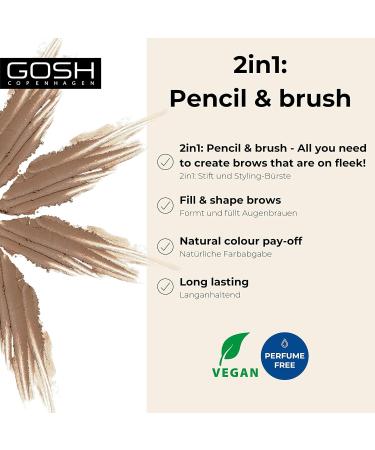 GOSH Eyebrow Pencil 003 Greybrown - Precise Application Long-Lasting Vegan | Perfectly Shaped Eyebrows with Integrated Brush - Buy Online on GoSupps.com