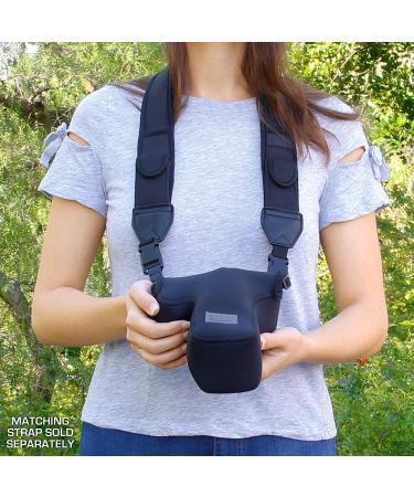 USA GEAR Black Neoprene DSLR SLR Camera Sleeve Case with Belt Loop and Accessory Storage - Compatible with Nikon D3400, Canon EOS Rebel SL2, Pentax K-70 | Protective Holster for Camera - Buy Online on GoSupps.com
