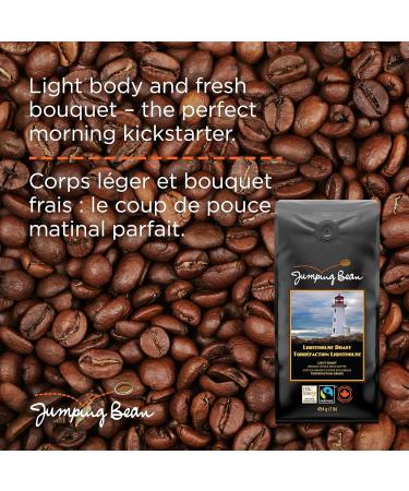 Jumping Bean Lighthouse Roast Fairtrade Organic Whole Bean Coffee ECO2Roast Premium Coffee Non-GMO Light Roast 454g Light Roast 454 g (Pack of 1) - Buy Online on GoSupps.com