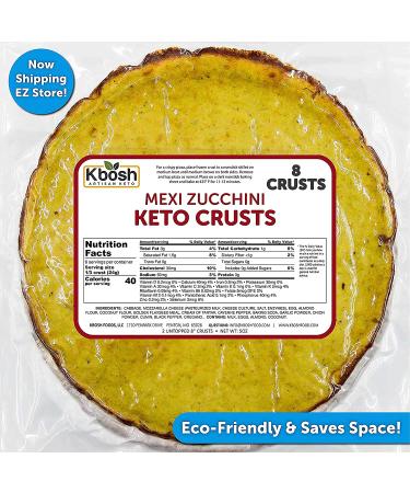 Kbosh Keto Crusts - Mexi Zucchini Keto Pizza Crust - 1 Carb & 40 Cals - Sugar-Free Low Carb - 8 Crusts - Buy Online on GoSupps.com