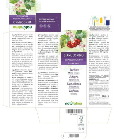 Hawthorn Flowers and Leaves Mother Tincture 200ml | Naturalma Alcohol-Free Liquid Extract Drops | Vegan Food Supplement - Buy Online on GoSupps.com