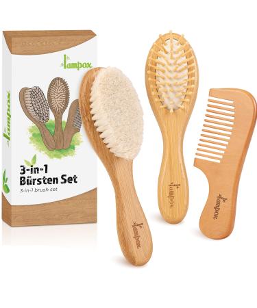 Baby hairbrush and baby comb set - natural wood baby hair hair brush with soft goat bristles - soft baby brush for infants toddlers - hairbrush baby set (walnut) - Buy Online on GoSupps.com