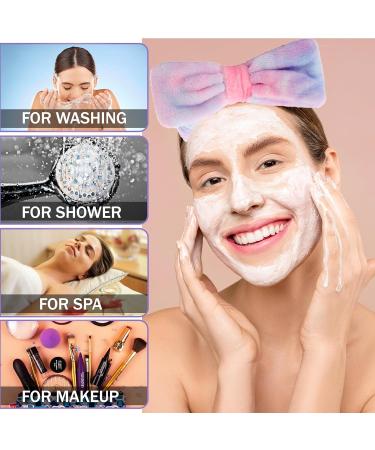 spa headband three-piece headband for washing face face wash headband makeup headband skincare headband face wash bow headband (Gradient Purple Pink and White) - Buy Online on GoSupps.com