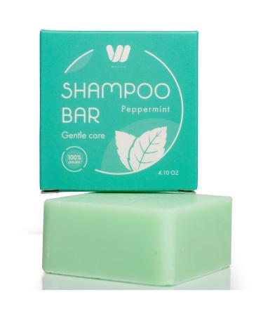 Eco-Friendly Solid Shampoo Bar for All Hair Types  Sustainable Natural Shampoo  Plastic Free  pH Balanced  Vegan  Plant Based  100% Compostable and Zero Waste  4.10oz (Peppermint)