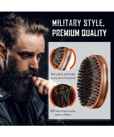 BFWood Boar Bristle Beard Brush - Premium Black Walnut Military Style - Buy Online on GoSupps.com