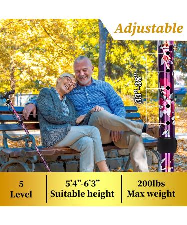 HATAF Walking Stick Folding Walking Sticks for Women Folding Walking Sticks for Men Mobility Aids walking stick rubber ends disability aids folding walking sticks for ladies Purple Flowers - Buy Online on GoSupps.com