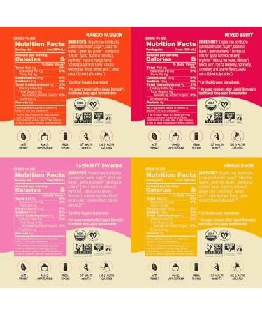 Remedy Kombucha Sugar Free Organic Drink - Variety Pack - Pack of 24 - 8.5 Fl Oz. - Buy Online on GoSupps.com