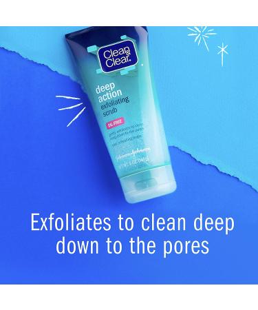 Clean & Clear Oil-Free Deep Action Exfoliating Facial Scrub - Cooling Daily Face Wash for Smooth Skin - 7 oz - Buy Online on GoSupps.com