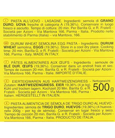  Barilla Barilla Pasta Emiliane Chef Egg Lasagna 500g - Buy Online on GoSupps.com