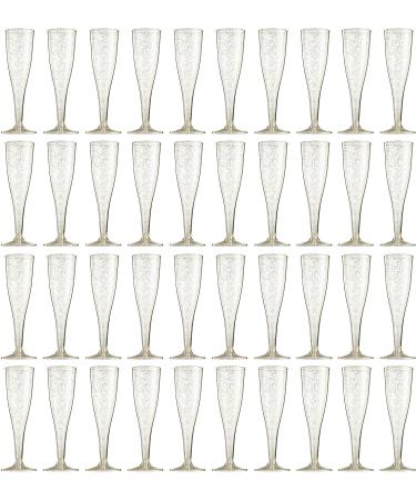 100 Gold Glitter Disposable Champagne Flutes for Parties, Events, Weddings - Plastic Mimosa Bar Glasses - Toasting Cocktail Cups - Buy Online on GoSupps.com