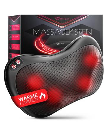 Wellax - massage pillow with heat function & 360 rotation - Shiatsu neck massage device with 3 speeds for shoulders & back - including extension belt - Neck massage black - Buy Online on GoSupps.com