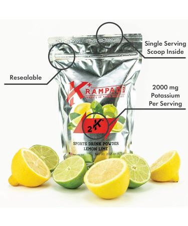 Krampade Electrolytes Powder Potassium Supplement - 2000 mg K+ 2X More Than Coconut Water | Cramp Relief and Prevention | Hydration Powder (Lemon Lime) - Buy Online on GoSupps.com