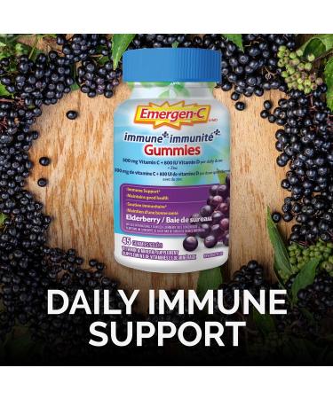 Emergen-C Immune+ 500mg Vitamin C Gummies Supplement Immune System Booster Elderberry 45 Gummies Elderberry 45 count (Pack of 1) - Buy Online on GoSupps.com