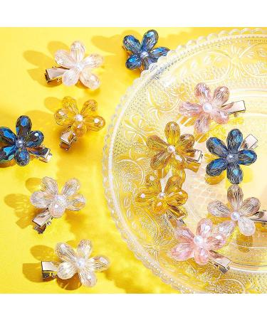 Small Pearl Hair Clips & Mini Crystal Alligator Hairpins - 12 Exquisite Flower Crystal Hair Accessories for All Hairstyles - Buy Online on GoSupps.com