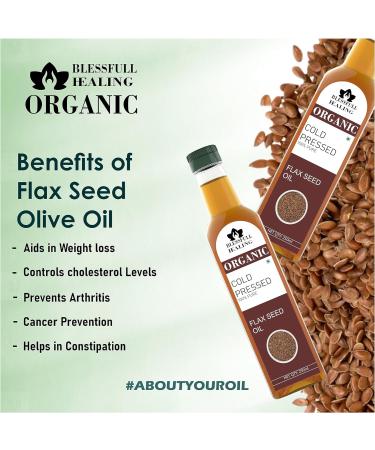Blessfull Healing Cold Pressed Flax Seed Oil for Healthy Cooking Skin Glow 250 ml / 8.45 fl oz Pack of 2 - Buy Online on GoSupps.com