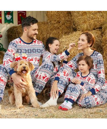 PatPat Family Christmas PJs Matching Sets - Reindeer & Snowflake Patterned Sleepwear for Couples & Kids - Men's XXL Blue/White - Buy Online on GoSupps.com