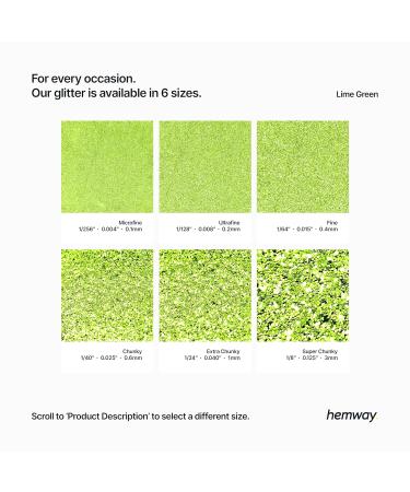 Hemway Fine Lime Green Glitter 100g - Cosmetic Safe 1/64 (0.015 0.4mm) for Crafting & Arts - Shop Internationally - Buy Online on GoSupps.com
