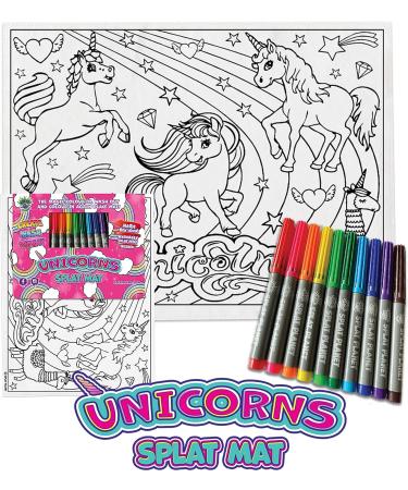 Splat Planet Unicorn Toddler Placemat with 10 Washable Magic Pens - Non-Toxic Color & Wash Out Mat - Buy Online on GoSupps.com