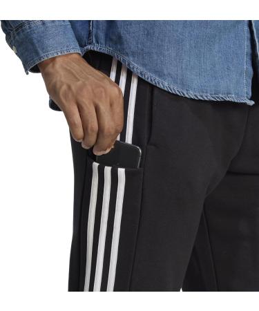 Buy adidas Men's Essentials French Terry Joggers - Tapered Cuff 3-Stripes Pants in Black-White | International Shipping Available - Buy Online on GoSupps.com