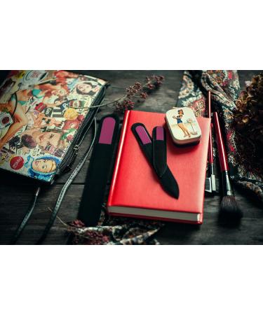 Mont Bleu Gift Set of 3 Pink Crystal Nail Files in Black Pouch - Genuine Czech Tempered Glass - HandMade in Czech Republic - Professional Glass Nail File for Women Magenta Pink - Buy Online on GoSupps.com