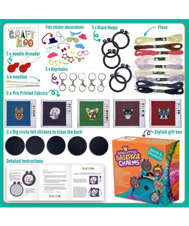 Stamped Cross Stitch Kits for Kids - Beginner Needlepoint & Embroidery Set (Dogs) - Buy Online on GoSupps.com