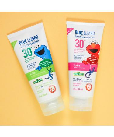Blue Lizard Kids Mineral Sunscreen SPF 30+ 3 oz Tube - Water Resistant UVA/UVB Protection - Fragrance Free - Smart Cap Technology - Buy Online on GoSupps.com