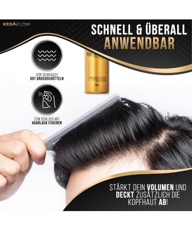 KeraFlow PREMIUM Hair Thickening Powder - Full Hair in 30 Seconds - Hair Fibers to Conceal Thinning Hair and Bald Spots - 28g (BLACK) - Buy Online on GoSupps.com