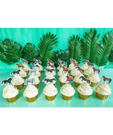 Horse Cupcake Toppers Horse Racing Party Cake Decoration for Horse Theme Birthday Party Kentucky Derby Supplies SET of 24 - Buy Online on GoSupps.com