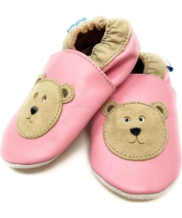 MiniFeet Premium Soft Leather Baby Shoes - Buy 4 Pairs & Get 1 Free! Toddler Shoes - Pink Bear Design - Sizes 0-6 Months to 4-5 Years - Buy Online on GoSupps.com