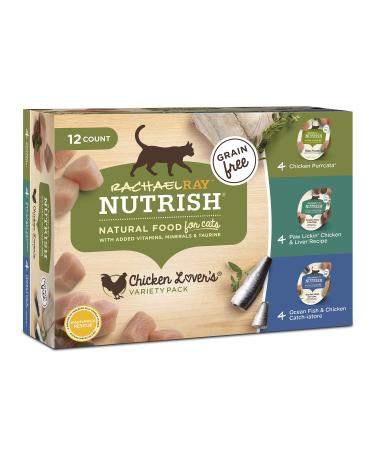 Rachael Ray Nutrish Wet Cat Food, 2.8 Ounce Cups, Grain Free Variety Pack: Chicken Lover's 2.8 Ounce (Pack of 12)