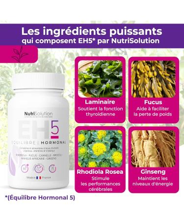 Hormonal Balance 5 by NutriSolution | Dietary Supplement Slimming Energy Hormones to Promote Natural Weight Loss | Made in France | 60 Capsules - Buy Online on GoSupps.com