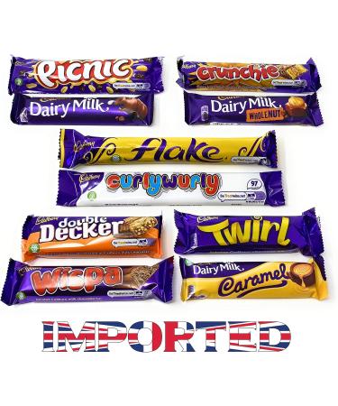 British Chocolate Bars Box - Bundle with 10 UK Chocolate Bars including Crunchie Curly Wurly Flake Dairy Milk Chocolate Bar and 6 other British Full Size Chocolate Bars - Great British Candy 410g - Buy Online on GoSupps.com