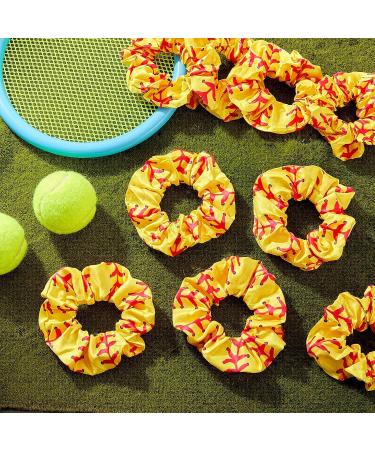 12 Pcs Softball Hair Scrunchies - Satin Elastic Hair Ties for Women and Girls - Yellow Softball Gifts and Hair Accessories - Buy Online on GoSupps.com