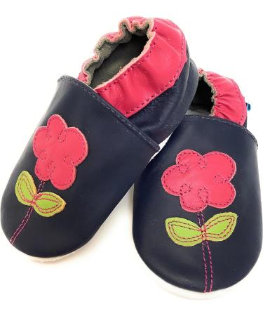 MiniFeet Premium Soft Leather Baby Shoes - Buy 4 Pairs, Get 1 Free! | Toddler Shoes (0-6 Months to 4-5 Years) Navy Flower - Buy Online on GoSupps.com