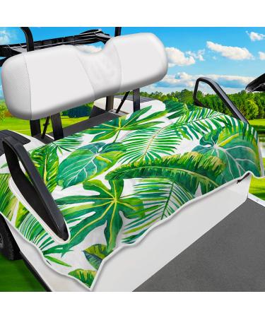 ENYORSEL Golf Cart Seat Covers, 100% Microfiber Golf Cart Seat Towel/Blanket with Unique Patterns, 52x32'', Universal for Most EZGO, Yamaha & Club Car ect of 2-Seat Golf Carts, Easy Install and Clean Tropical Palm