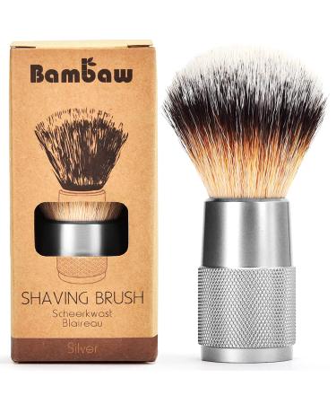 Razor brush roof hair imitation in silver |Razor brush vegan |Syning brush synthetic |Razor brush travel |Shaving accessories for men and women |Garbage -free razor brush |Bambaw - Buy Online on GoSupps.com