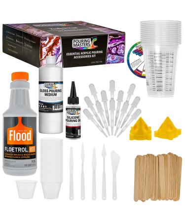U.S. Art Supply - 1 Quart Floetrol Additive Pouring Supply Paint Medium Deluxe Kit for Mixing  Epoxy  Resin - Silicone Oil 1 and 10 Ounce Plastic Cups  Mini Painting Stands  Sticks  Pallete Knifes - Buy Online on GoSupps.com