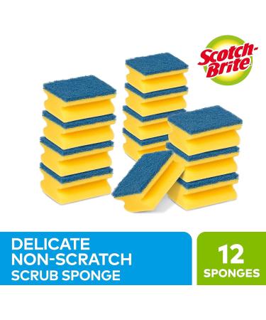 Scotch-Brite Delicate Non-Scratch Sponge Scourer 12 Pack - Non-Scratch Nailsaver Sponge for Non-Stick Cookware and Glass - Blue - Buy Online on GoSupps.com