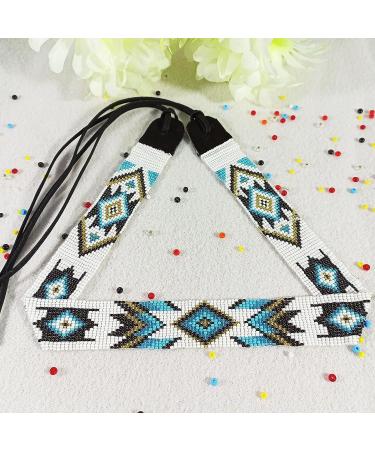 Handmade Southwestern Cowboy Rodeo Hatband with White Turquoise Beads - Buy Online on GoSupps.com