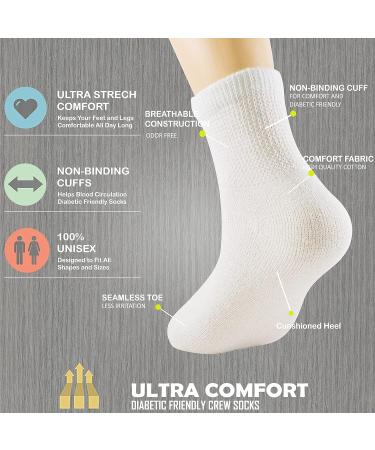 NevEND Diabetic Cotton Ankle Socks - 6 Pairs White - Physicians Approved for Health Circulation - Men's Women's Size 13-15 - Buy Online on GoSupps.com