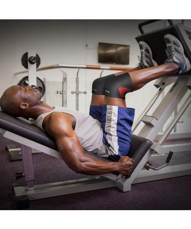 WODFitters Compression Knee Sleeves - 5mm Neoprene Athletic Brace for Weightlifting Arthritis ACL Support - Pain Relief & Recovery - Black/Red Extra Small - Buy Online on GoSupps.com