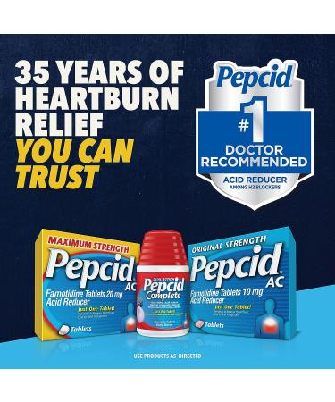 Pepcid AC Original Strength 10 mg Famotidine - 75 ct Pack for Heartburn Relief - Buy Online on GoSupps.com