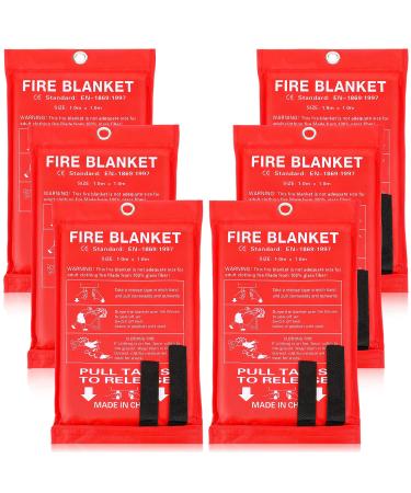 Fire Blanket Fiberglass Fire Emergency Blanket Flame Retardant Fire Suppression Blanket Fireproof Emergency Survival Safety Cover for Kitchen Home Car Office Warehouse Camping 39 x 39 Inch (6 Pack)