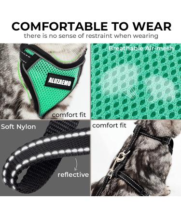 ALUZAEMO Escape Proof Cat Harness and Leash Set - Reflective Adjustable Mesh Cat Vest for Outdoor Walking - Cyan-Blue (Medium) - Buy Online on GoSupps.com