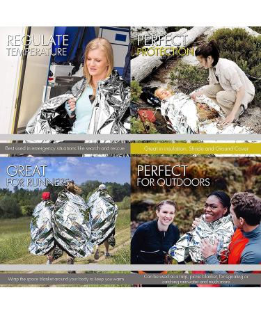 EVERLIT 4 Pack Mylar Thermal Blanket for Emergency Outdoor First Aid, Camping, Hiking - NASA Designed Silver Foil Space Blanket - Buy Online on GoSupps.com