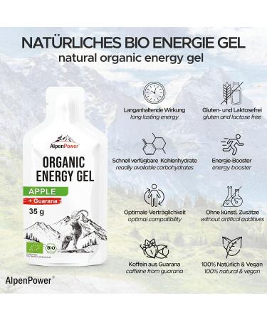 Alpenpower Bio Energy Gel Apple 12x35g - 100% Natural Caffeine Booster for Sports | Fast & Long-Lasting Energy without Additives - Buy Online on GoSupps.com