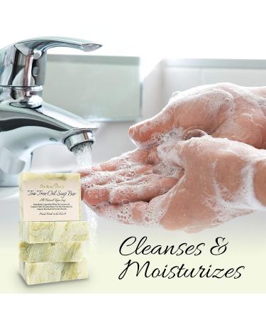Tea Tree Oil Soap Bars - Handmade in USA, 4 Natural Bars for Face, Body, Hand & Foot Wash - Fights Acne, Itch & Body Odor - Non-GMO Ingredients - Buy Online on GoSupps.com