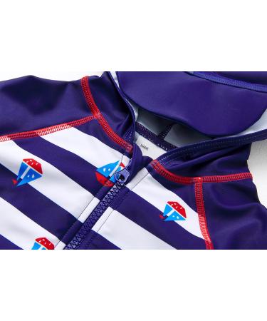 BONVERANO Baby Boys Swimsuit 3-4 Years | UPF 50+ Full-Zip Hoodie One Piece Swimwear for Toddlers | Sun Protection Hooded Sailing Suit - Buy Online on GoSupps.com